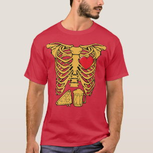 Camiseta Skeleton Beer Pizza Lover Funny Pregnancy Couple 2