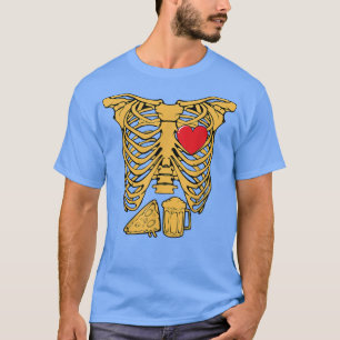 Camiseta Skeleton Beer Pizza Lover Pareja de Embarazo Graci