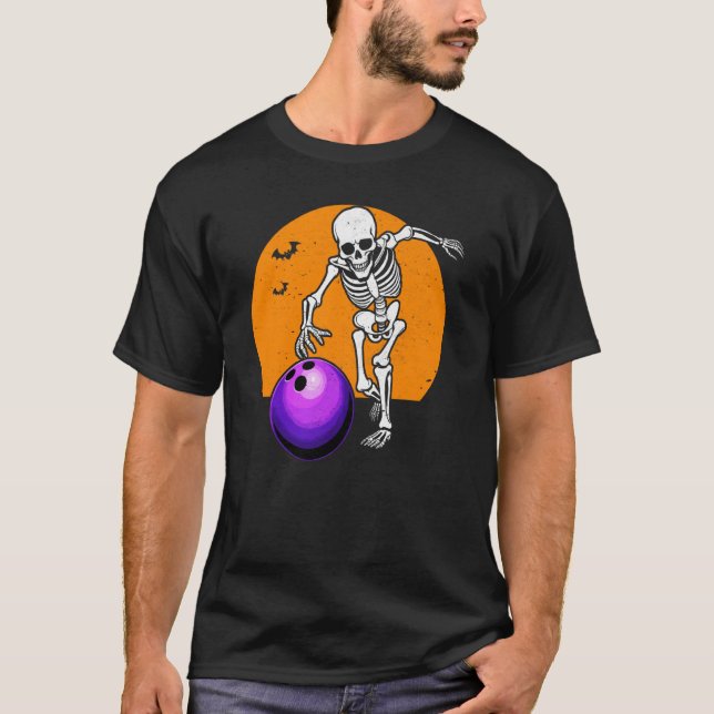 Camiseta Skeleton Bowler Funny Halloween Bowling (Anverso)
