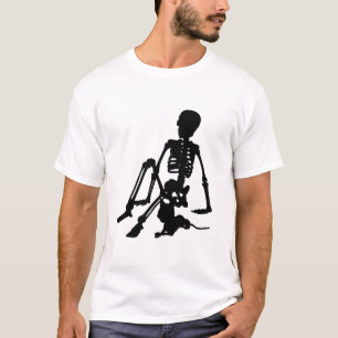 Camiseta skeleton Boy y su arte de silueta de gato mascota