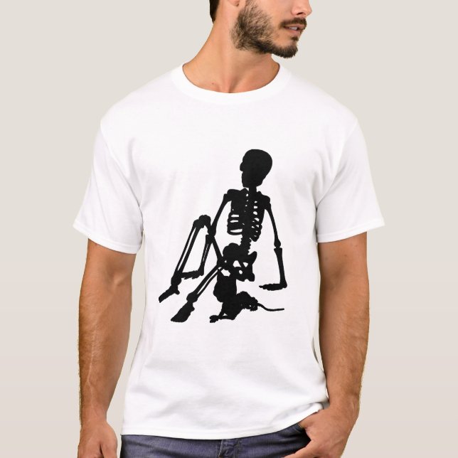 Camiseta skeleton Boy y su arte de silueta de gato mascota (Anverso)