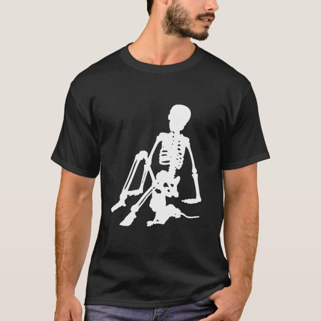 Camiseta skeleton Boy y su arte de silueta de gato mascota (Anverso)