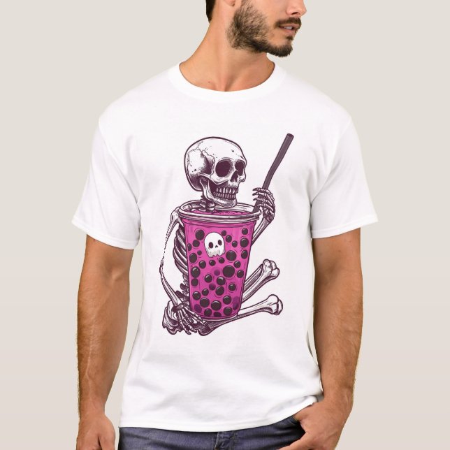 Camiseta  Skeleton Bubble Tea (Anverso)