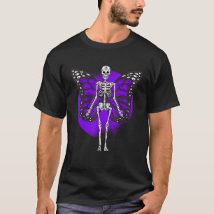 Camiseta Skeleton Butterfly Skull Gothic Goth Fairycore Aes