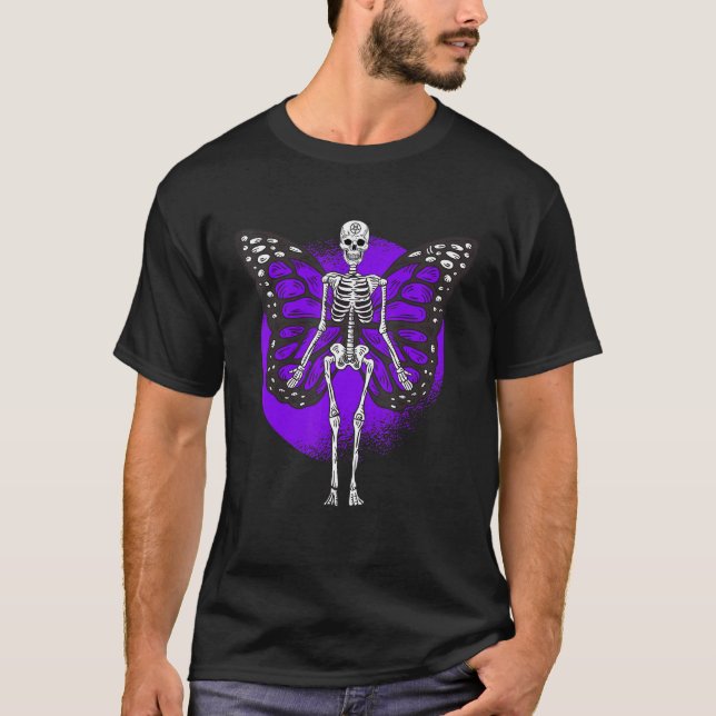 Camiseta Skeleton Butterfly Skull Gothic Goth Fairycore Aes (Anverso)