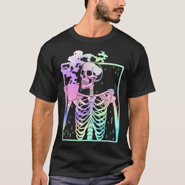 Camiseta Skeleton Café Consumidor Mujeres hombres Costú Hal (Anverso)