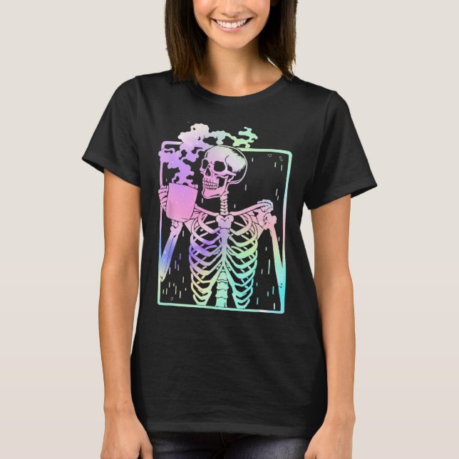 Camiseta Skeleton Café Consumidor Mujeres hombres Costú Hal (Anverso)
