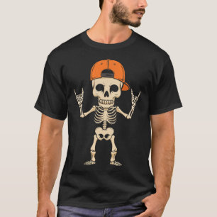 Camiseta Skeleton Cap Halloween Punk Rock masculino