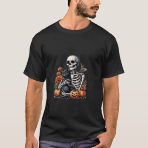 Camiseta Skeleton Cat Design Para Hombres Mujeres Niños Gra