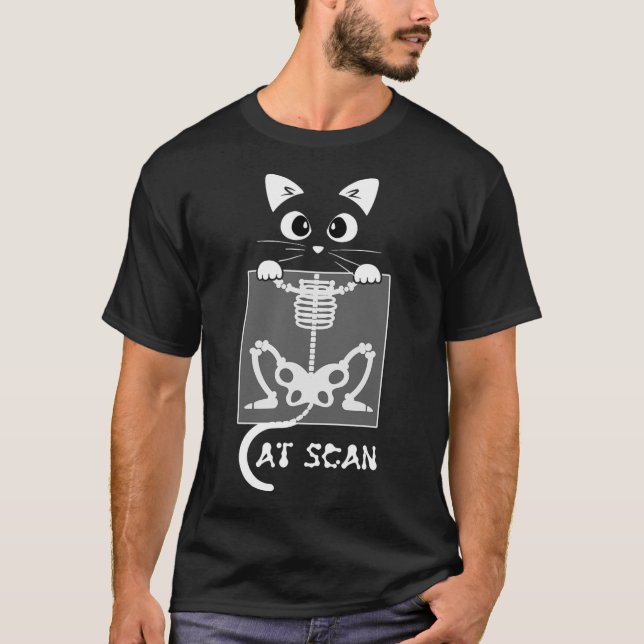 Camiseta Skeleton Cat Scan Ct Scanny Gracioso X Ray Pun Mem (Anverso)