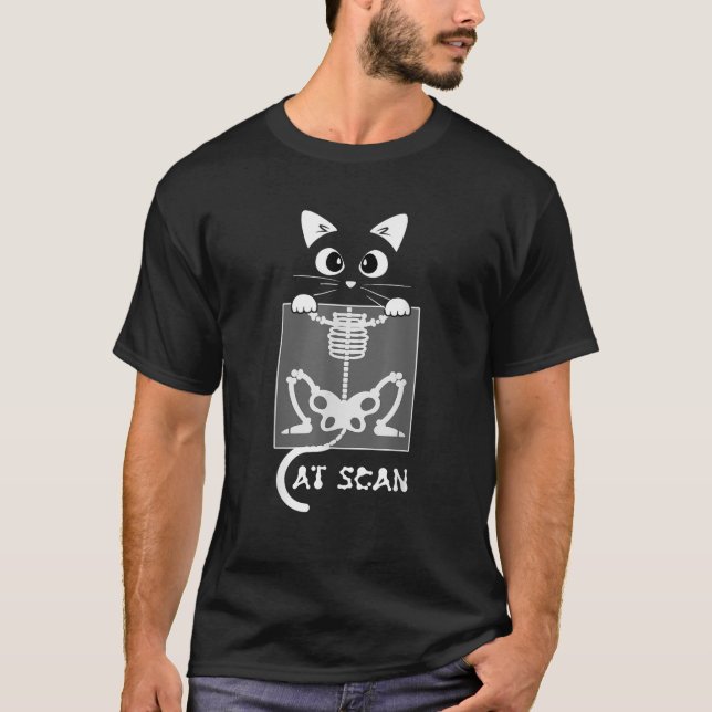 Camiseta Skeleton Cat Scan Ct Scanny Gracioso X Ray Pun Mem (Anverso)