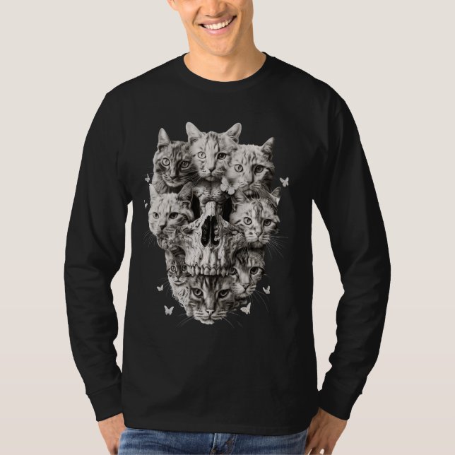 Camiseta Skeleton Cat Skull Halloween Disstuve a un gato am (Anverso)