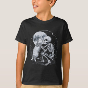 Camiseta Skeleton Cat Skull Kitty Cute Gótico Halloween Cos