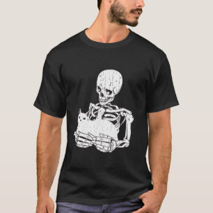 Camiseta Skeleton Cat Skull Kitty Cute Gótico Halloween Hom
