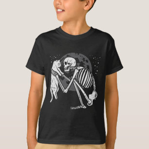 Camiseta Skeleton Cat Skull Kitty Cute Gótico Halloween Hom