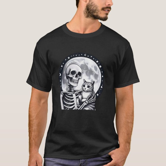 Camiseta Skeleton Cat Skull Kitty Cute Halloween Halloween  (Anverso)