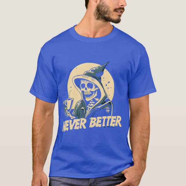 Camiseta Skeleton Coffee Halloween divertido (Anverso)
