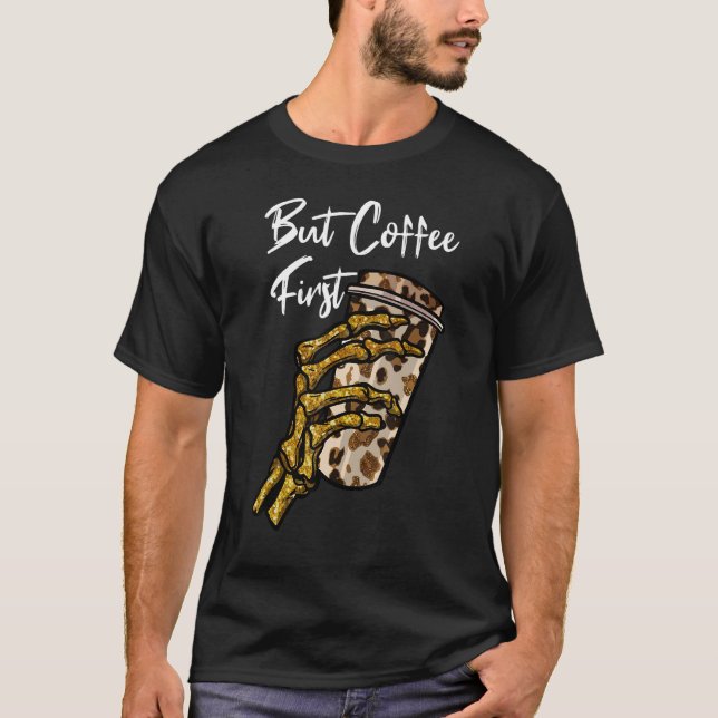 Camiseta Skeleton Coffee Halloween Pumpkin Latte Drink Pump (Anverso)