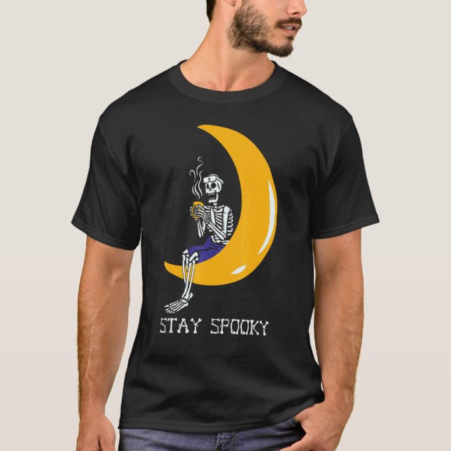 Camiseta Skeleton Coffee Halloween Pumpkin Latte Drink Pump (Anverso)