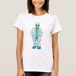 Camiseta Skeleton como Médica con máscara facial