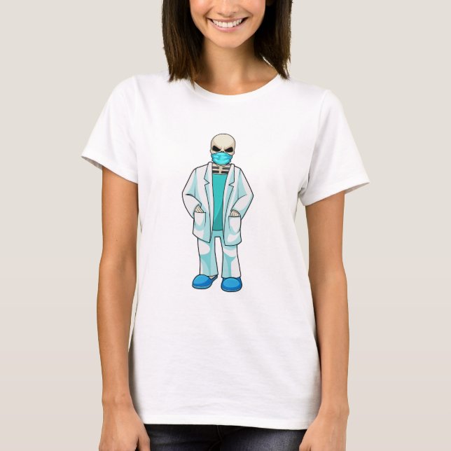 Camiseta Skeleton como Médica con máscara facial (Anverso)