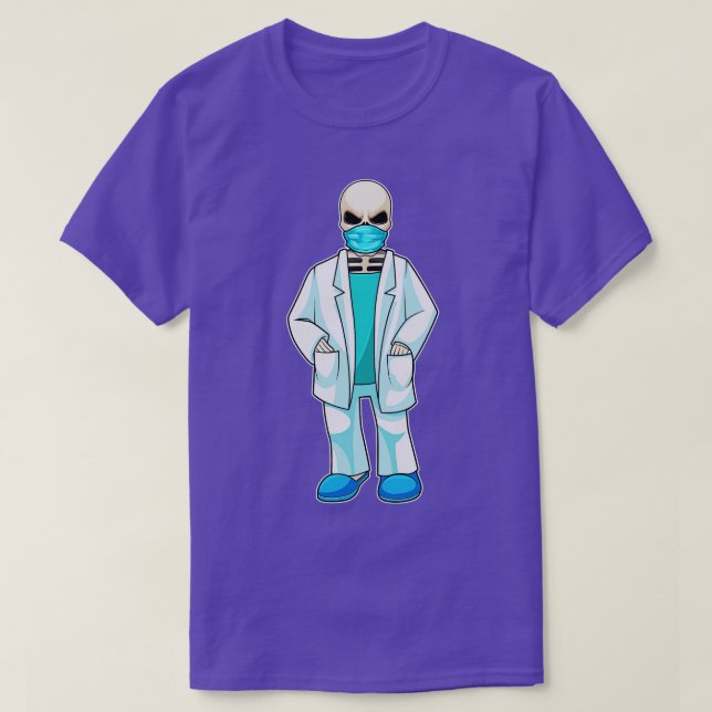 Camiseta Skeleton como Médica con máscara facial (Diseño del anverso)