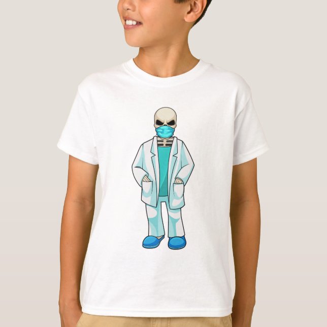 Camiseta Skeleton como Médica con máscara facial (Anverso)