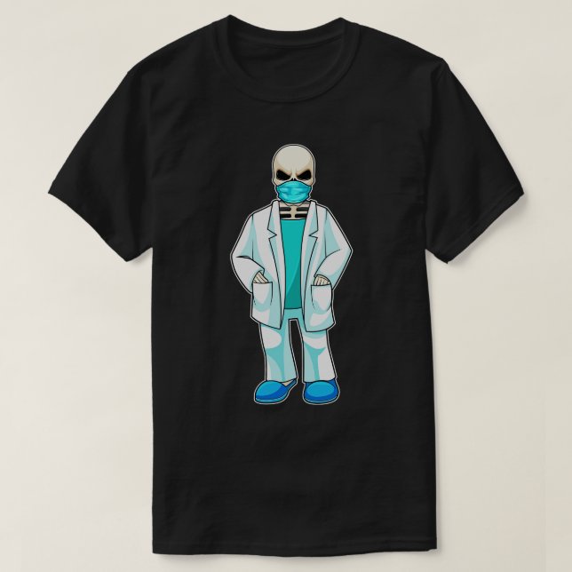 Camiseta Skeleton como Médica con máscara facial (Diseño del anverso)