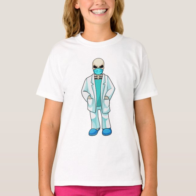 Camiseta Skeleton como Médica con máscara facial (Anverso)