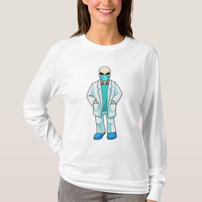Camiseta Skeleton como Médica con máscara facial (Anverso)