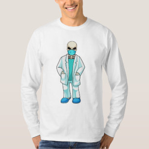 Camiseta Skeleton como Médica con máscara facial