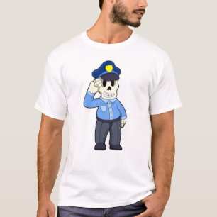 Camiseta Skeleton como oficial de policía con gorra de poli