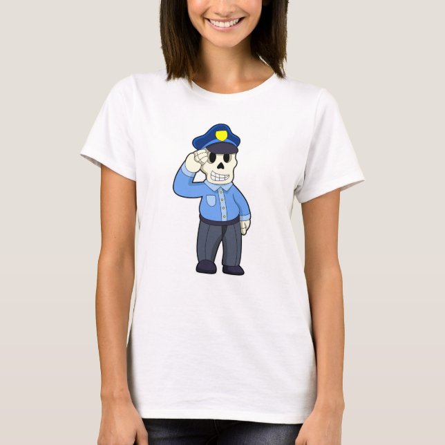 Camiseta Skeleton como oficial de policía con gorra de poli (Anverso)