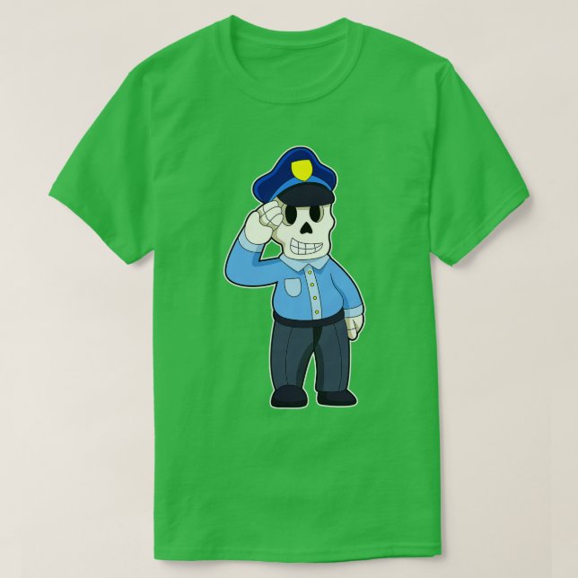 Camiseta Skeleton como oficial de policía con gorra de poli (Diseño del anverso)