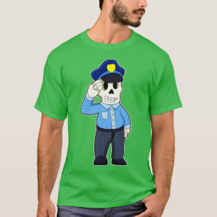 Camiseta Skeleton como oficial de policía con gorra de poli