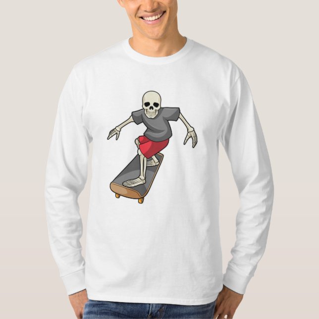 Camiseta Skeleton como Skater con Skateboard (Anverso)