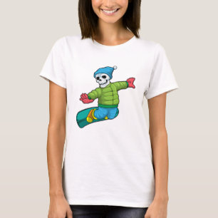 Camiseta Skeleton como Snowboard con snowboard