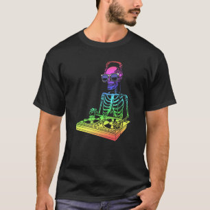 Camiseta Skeleton Con Auriculares Y Mezclador De Gafas De S