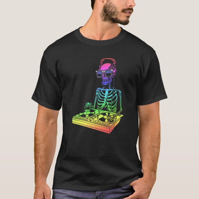 Camiseta Skeleton Con Auriculares Y Mezclador De Gafas De S (Anverso)