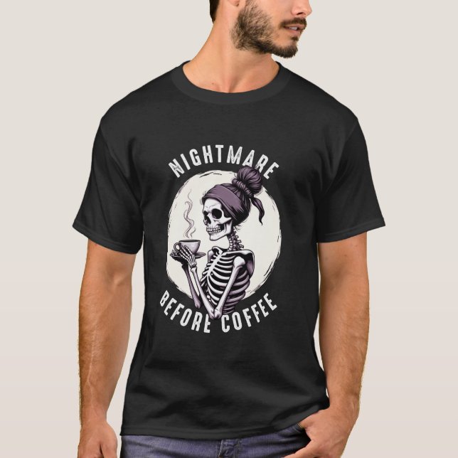 Camiseta Skeleton Con Café Caliente Lover Nightmare Antes D (Anverso)