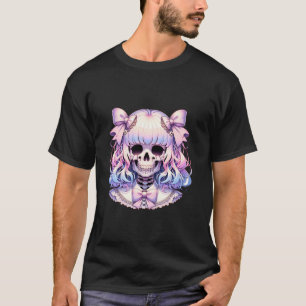 Camiseta Skeleton con Gótico Coquette Bow Pastel Halloween