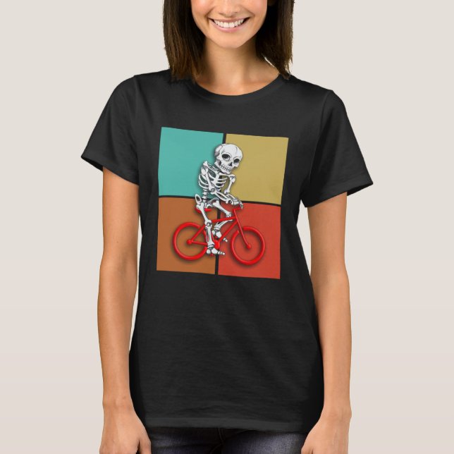 Camiseta Skeleton Cycling  Halloween Biker Cyclist (Anverso)