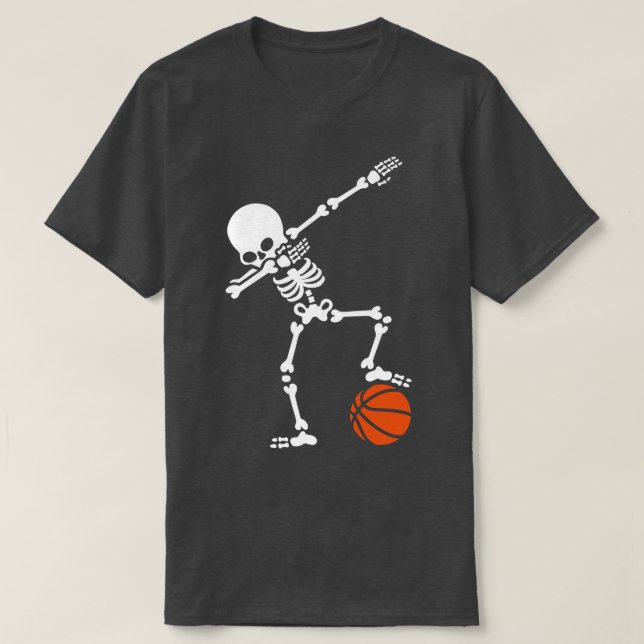 Camiseta Skeleton Dabbing Basketball Player Funny Halloween (Diseño del anverso)