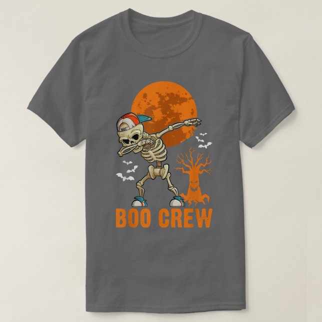 Camiseta Skeleton Dabbing, Halloween, Luna Naranja, equipo  (Diseño del anverso)