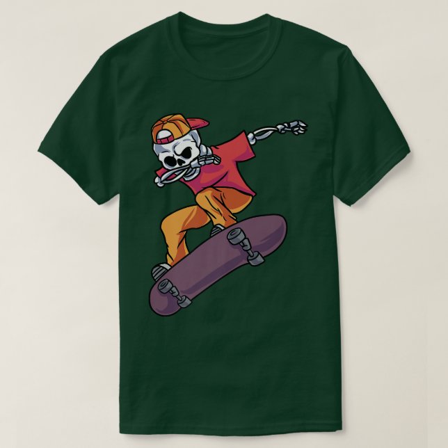 Camiseta Skeleton Dabbing Skeleton Skateboard Longboard Hal (Diseño del anverso)