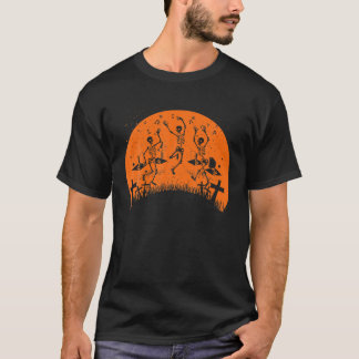 Camiseta Skeleton Dance Macabre Vintage Retro Sunset Hallow