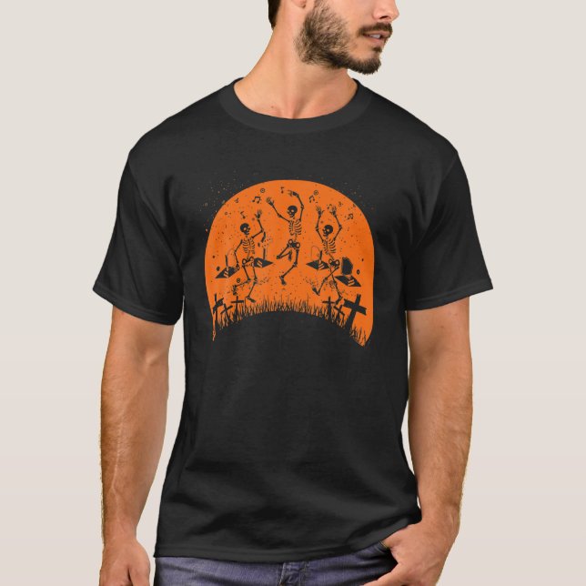 Camiseta Skeleton Dance Macabre Vintage Retro Sunset Hallow (Anverso)
