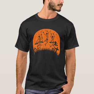 Camiseta Skeleton Dance Macabre Vintage Retro Sunset Hallow