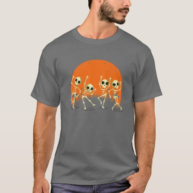 Camiseta Skeleton Dance Macabre Vintage Retro Sunset Hallow (Anverso)