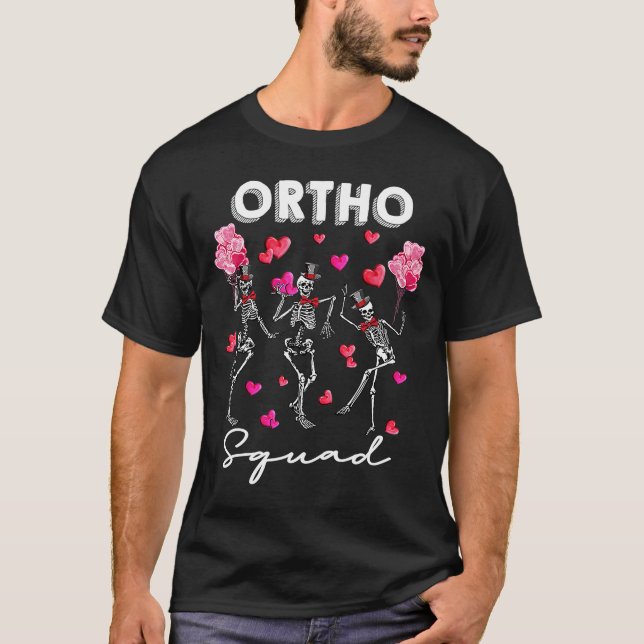 Camiseta Skeleton Dancing Ortho Squad Ortopedic Valentine (Anverso)